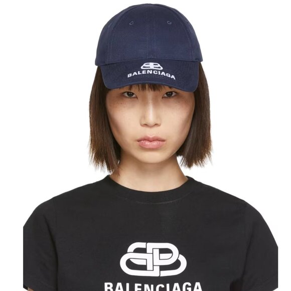 Balenciaga Navy Logo Cap - Picture 1 of 6